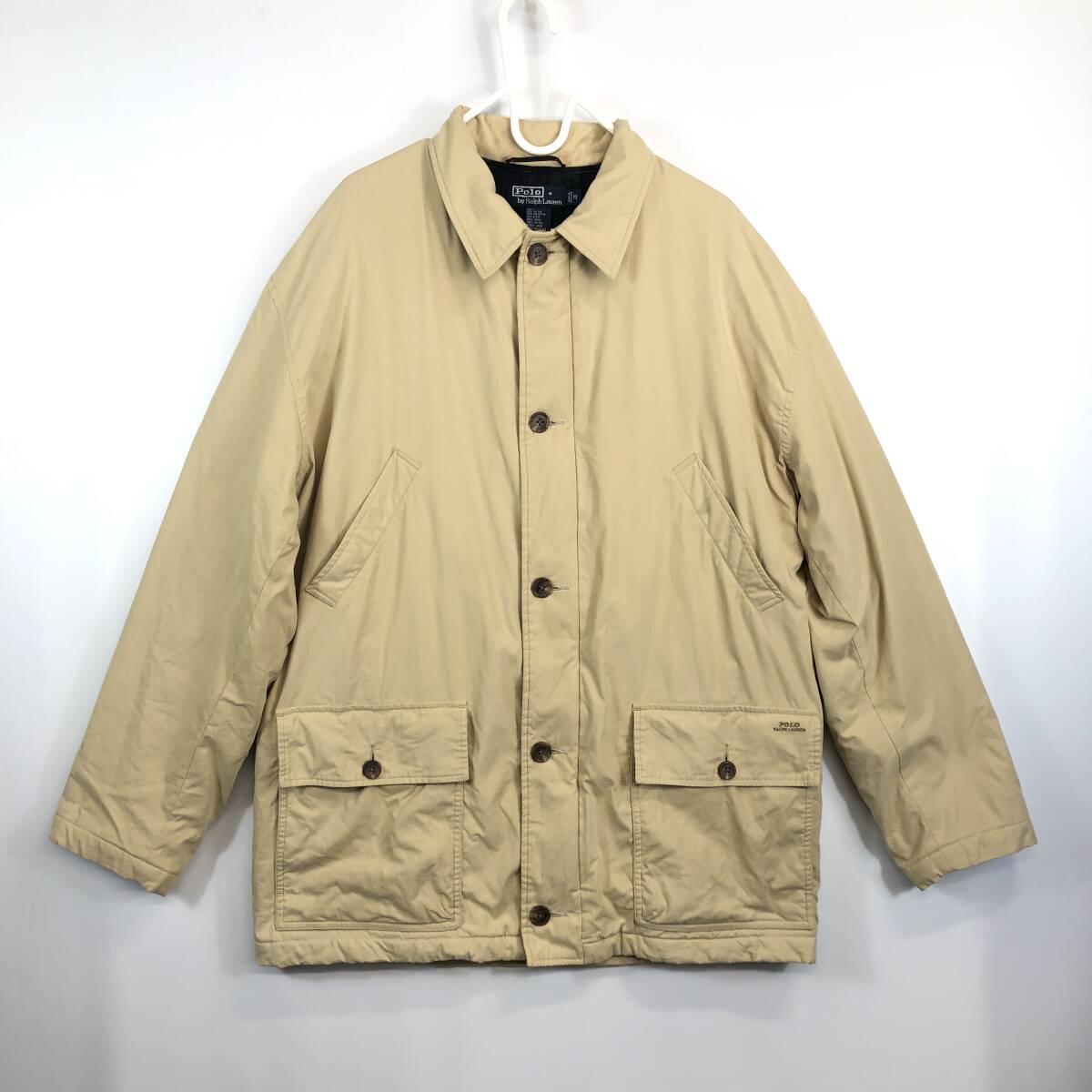 90s ラルフローレン Ralph Lauren 裏キルティング中綿ジャケット ベージュ Mサイズ 拍卖