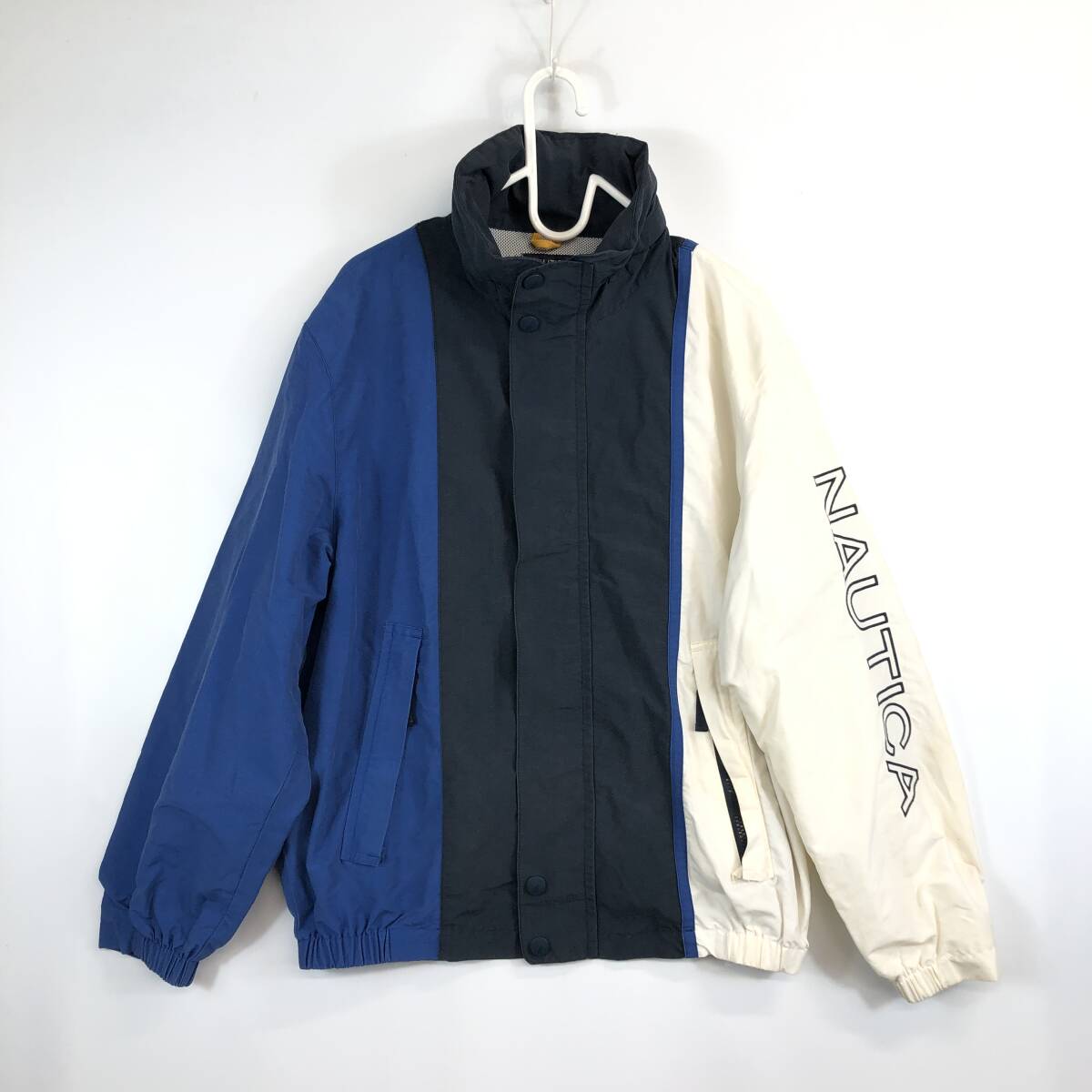 90s nautica ノーティカ 裏地メッシュジップジャケット Sサイズ フード収納 コットン/ナイロン拍卖