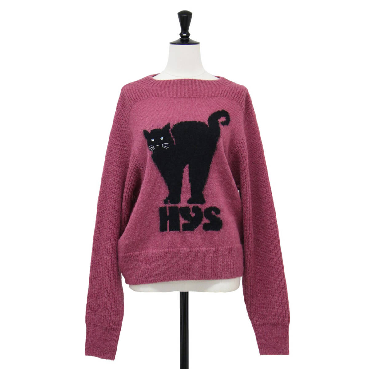 HYSTERIC GLAMOUR ヒステリックグラマー ニット ピンク サイズ:FREE | ブラック キャット ジャガード セーター | BLACK CAT | ニット拍卖