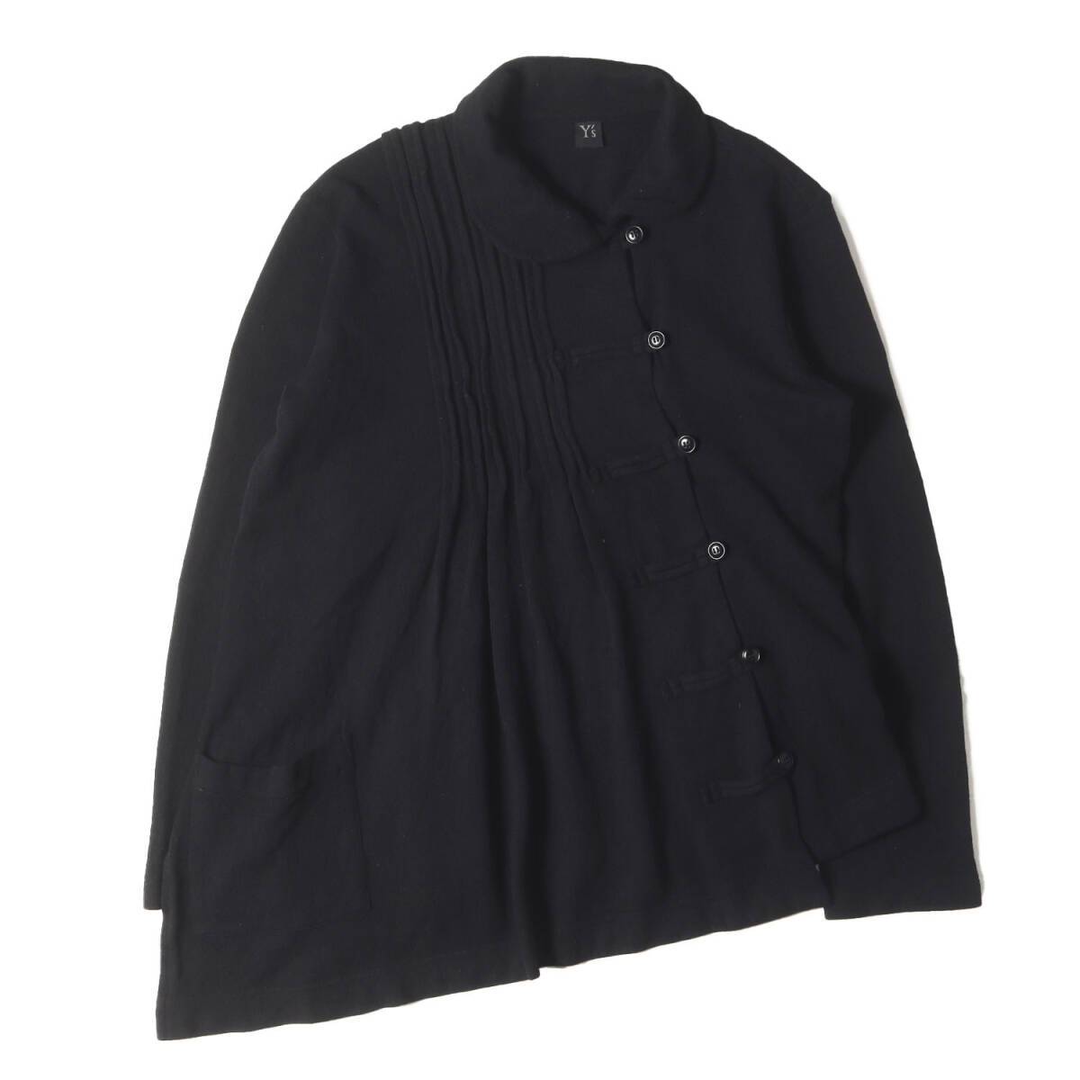 Yohji Yamamoto ヨウジヤマモト ニット ブラック 黒 サイズ:2 | Ys チャイナボタン アシンメトリー ウールニット | トップス セーター拍卖