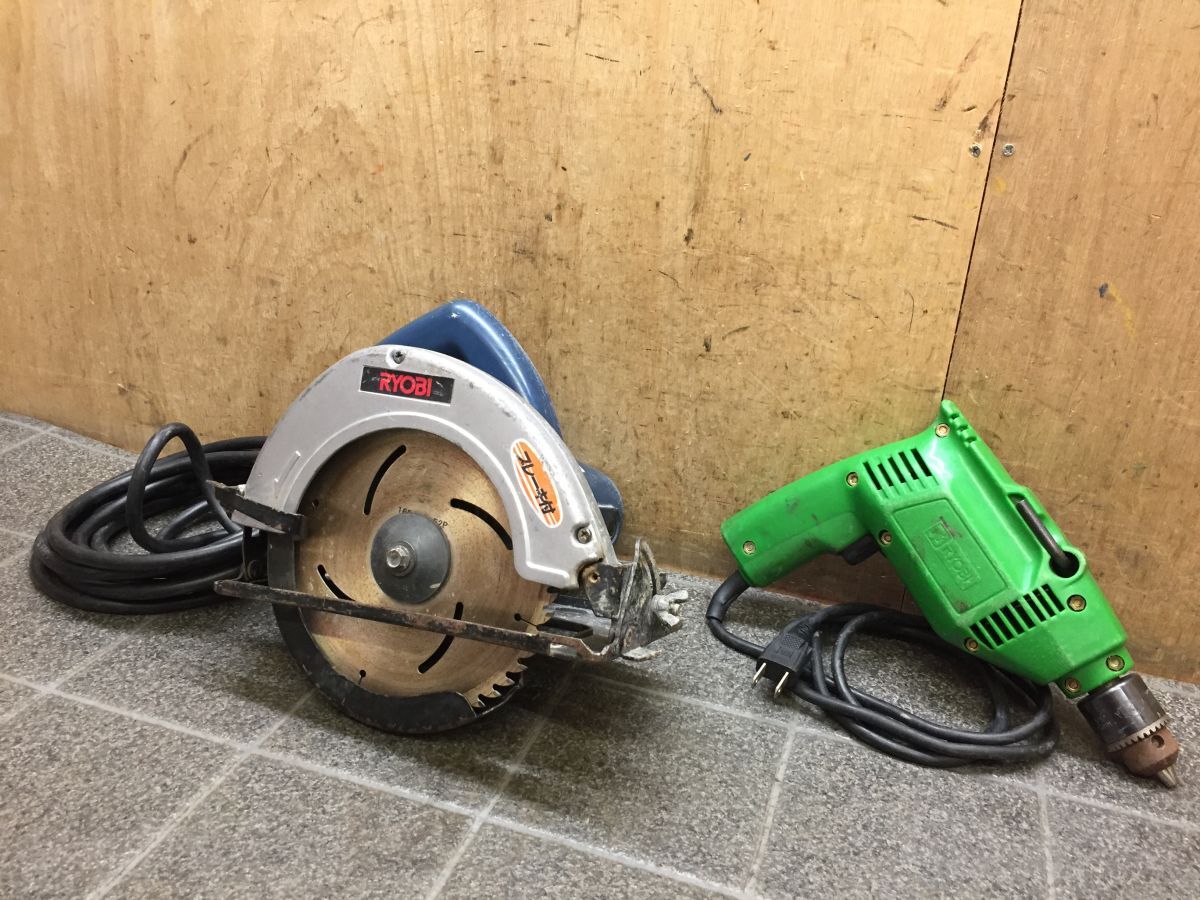 HH359 リョービ 電気丸ノコ/電動ドリル 電動工具2点まとめて 大工道具 動確OK /100拍卖