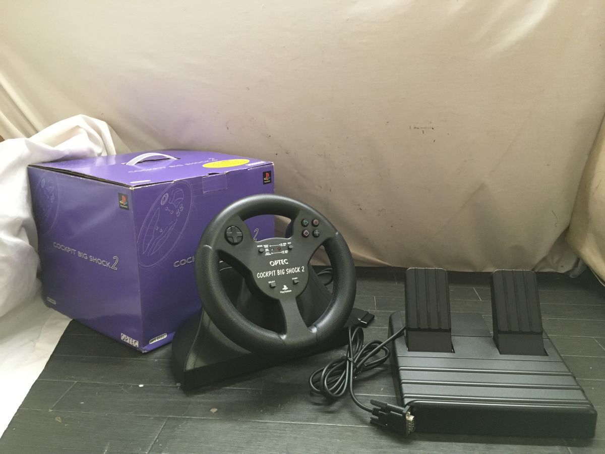 II184 OPTEC オプテック コックピットBIGショック2 OPT-00027 箱付 ステアリングコントローラー レーシングゲーム PS/PS2対応 美品/100拍卖