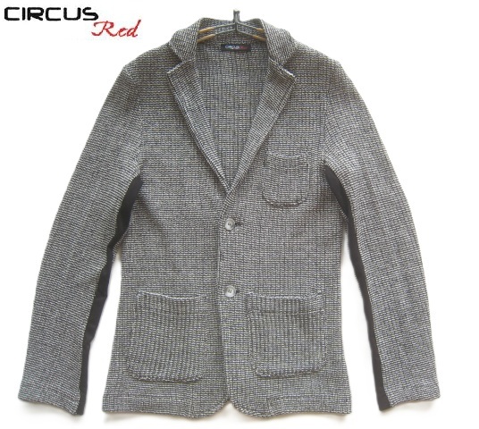 極上イタリア製!!サーカス レッド CIRCUS RED*定価4万 ポリコットンニット2つボタンアンコンジャケット M 黒×白 クラシコイタリア拍卖