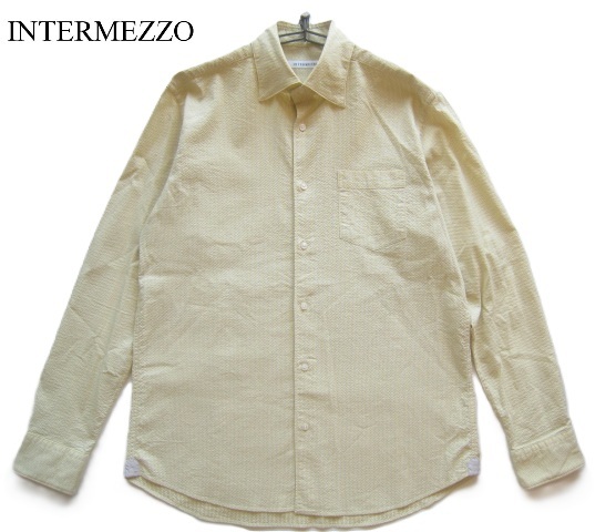 美品!!インターメッツォ INTERMEZZO*美シルエット ドット織り隠しボタンダウンシャツ L ベージュ D'URBAN ダーバン拍卖