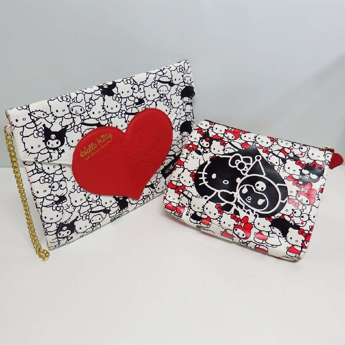 サンリオ ハローキティ&サンリオキャラクター 40周年記念クラッチバッグ ポーチ セット キティちゃん 40th ANNIVERSARY○拍卖