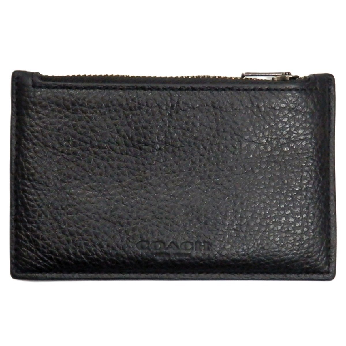 COACH コーチ ジップカードケース コインケース 黒 レザー ブラック 牛革 パスケース○拍卖
