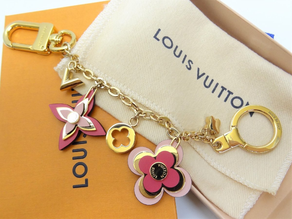 美品♪ ルイヴィトン ビジュー サック シェンヌ ブルーミング フラワー バッグチャーム ピンクxゴールド M67288 LOUIS VUITTON ☆P拍卖