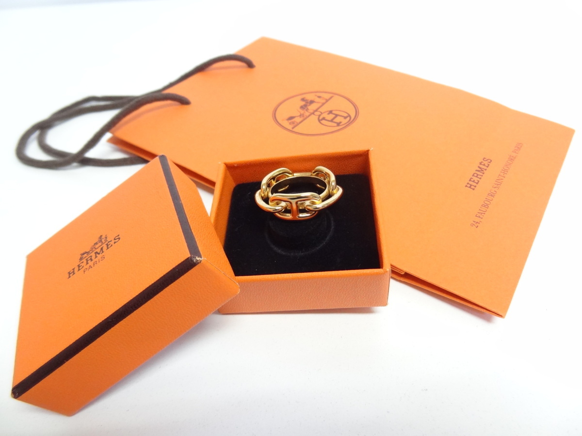 エルメス ルガテ シェーヌダンクル スカーフリング ゴールド Regate HERMES ☆P拍卖