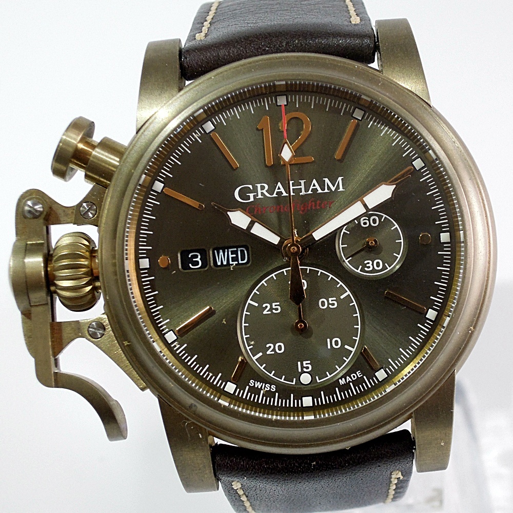 ブロンズ GRAHAM グラハム 2CVAK.G02A クロノファイター ヴィンテージ 44mm Cal.G1747 自動巻 左竜頭 《 即決・消費税無・送料込 》 箱・保拍卖