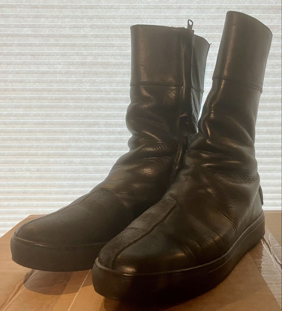 kadoyaカドヤLEATHER HIGH SNEAKERレザースニーカー黒ブラック28cm z702拍卖