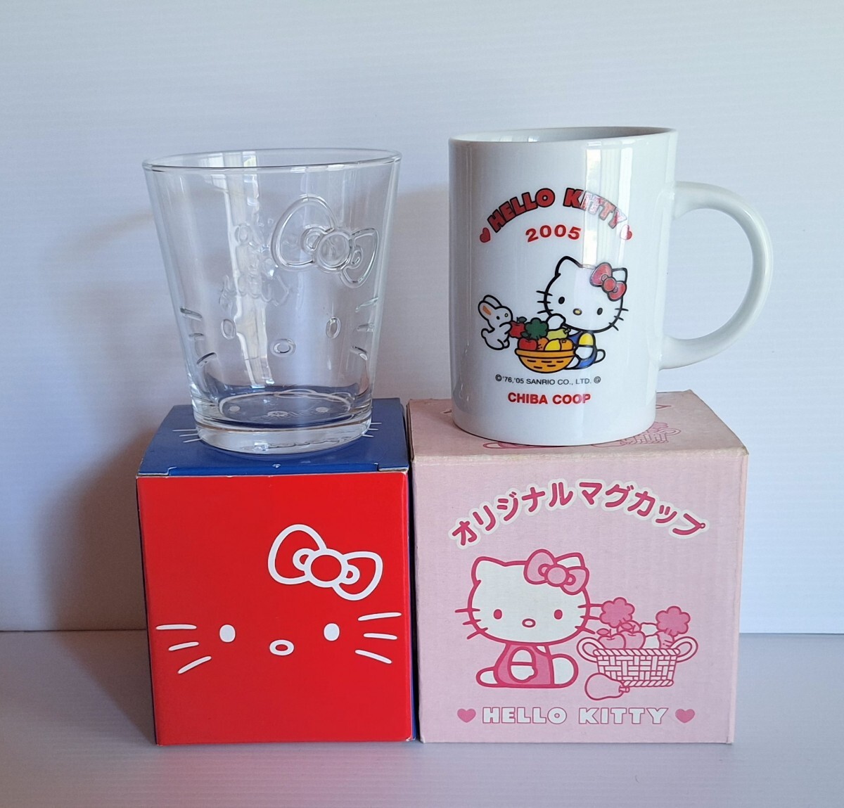 ★ハローキティ ガラスのカップと2005年オリジナルマグカップ 2個セット★拍卖