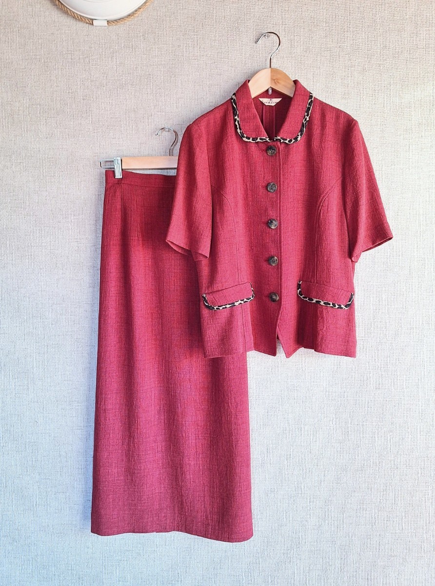 ★LOOKLOW 未使用に近い 上質 ジャケット ロングスカート セットアップ 9 シバタ 日本製★拍卖