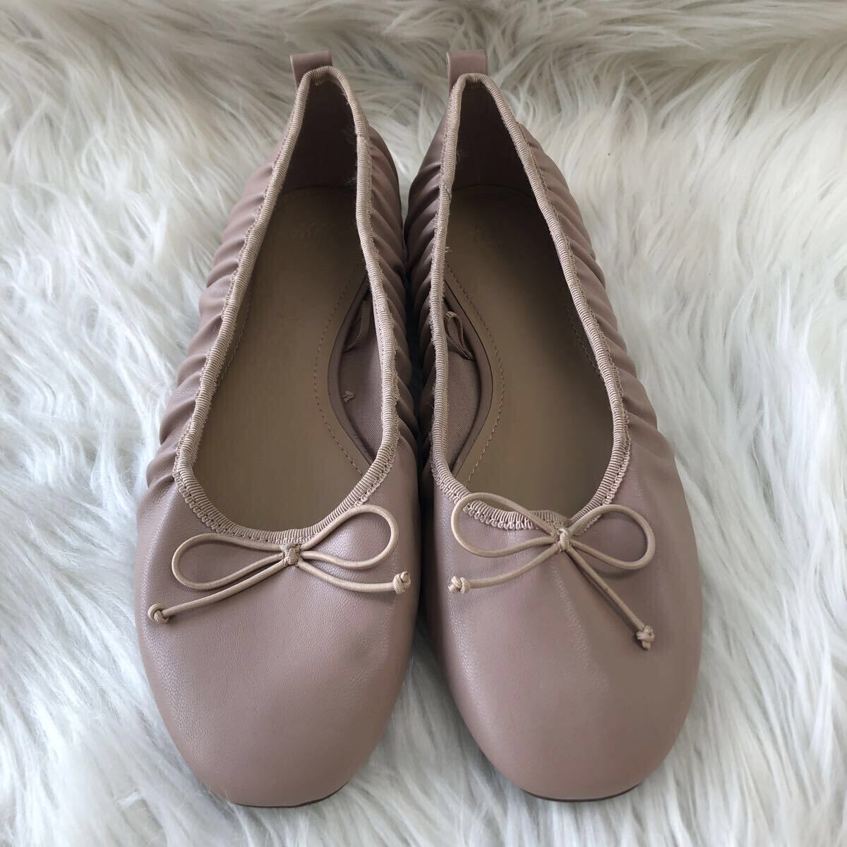 H&Mエイチアンドエム レディース フラットパンプス 24cm スモーキーピンク 【Y-363】拍卖