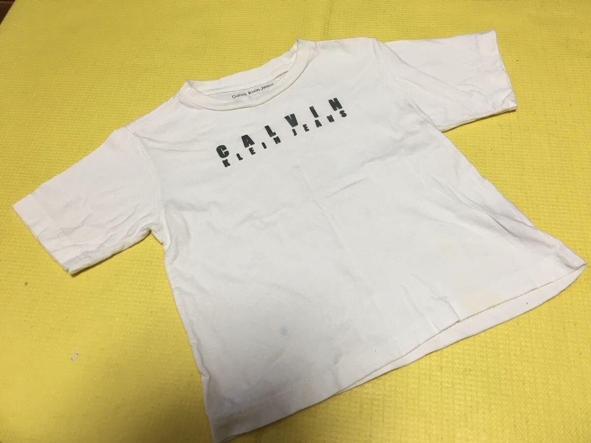 CALVIN KLEIN Jeans カルバンクライン ロゴ プリント Tシャツ 白 3T USA製拍卖