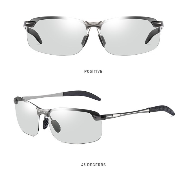 偏光スポーツサングラス 変色調光偏光グラス 昼夜兼用・軽量メタル UV400(色:シルバー)拍卖