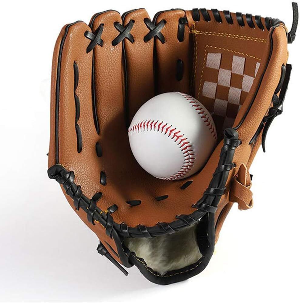 野球グローブ 軟式 練習用 衝撃吸収パッド内蔵 練習用 レジャー 初心者向け 大人用(12.5インチ 色:ブラウン)拍卖