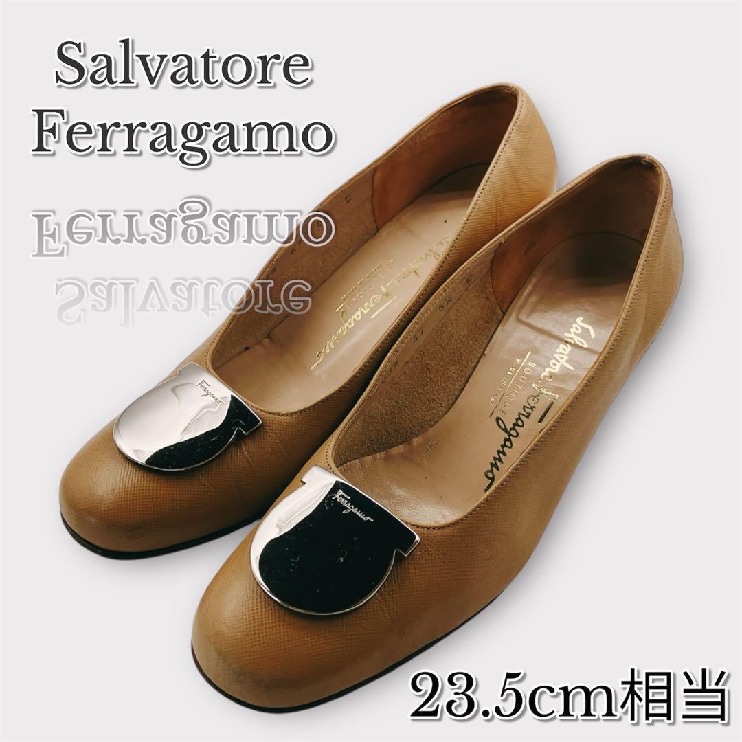 FERRAGAMO フェラガモ パンプス ガンチーニ 23.5cm ベージュ 靴 4618 00689012拍卖