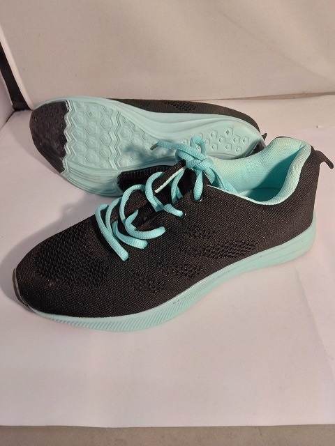 24cm レディーススニーカー 0PL5299 ブラック色 ヒモ式 超軽量! やわらかい合成繊維拍卖