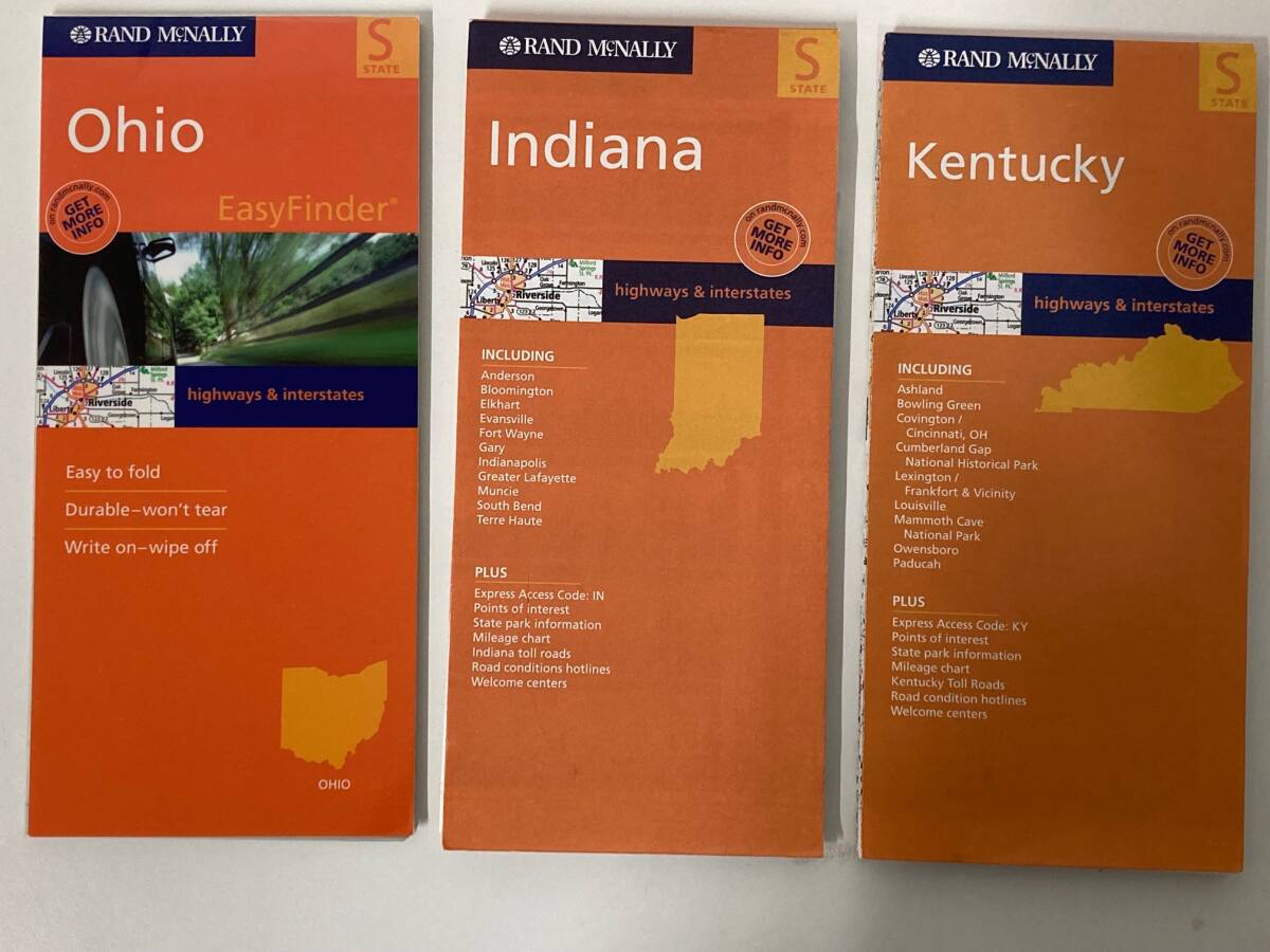 アメリカ RAND McNALLY マップ 3点まとめ オハイオ州/ケンタッキー州/インディアナ州■8650拍卖