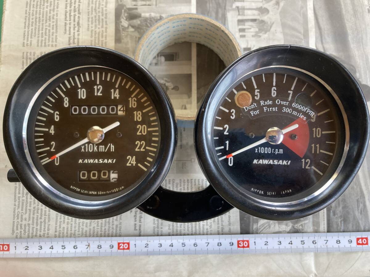 マッハ、H1、500SS、KA、エグリ、スピードメーター&タコメーターASSY、メーターステー、240km/h表示、リビルト品拍卖