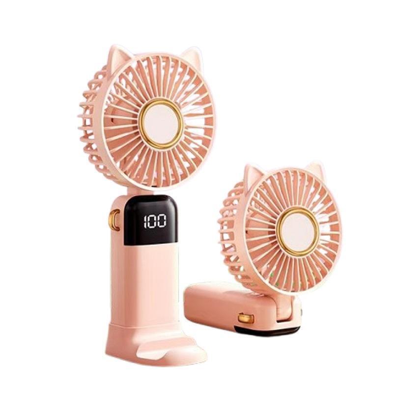 ★ハンディファン 扇風機 充電式 モバイル デジタル液晶 5段階風量調整 ピンク拍卖