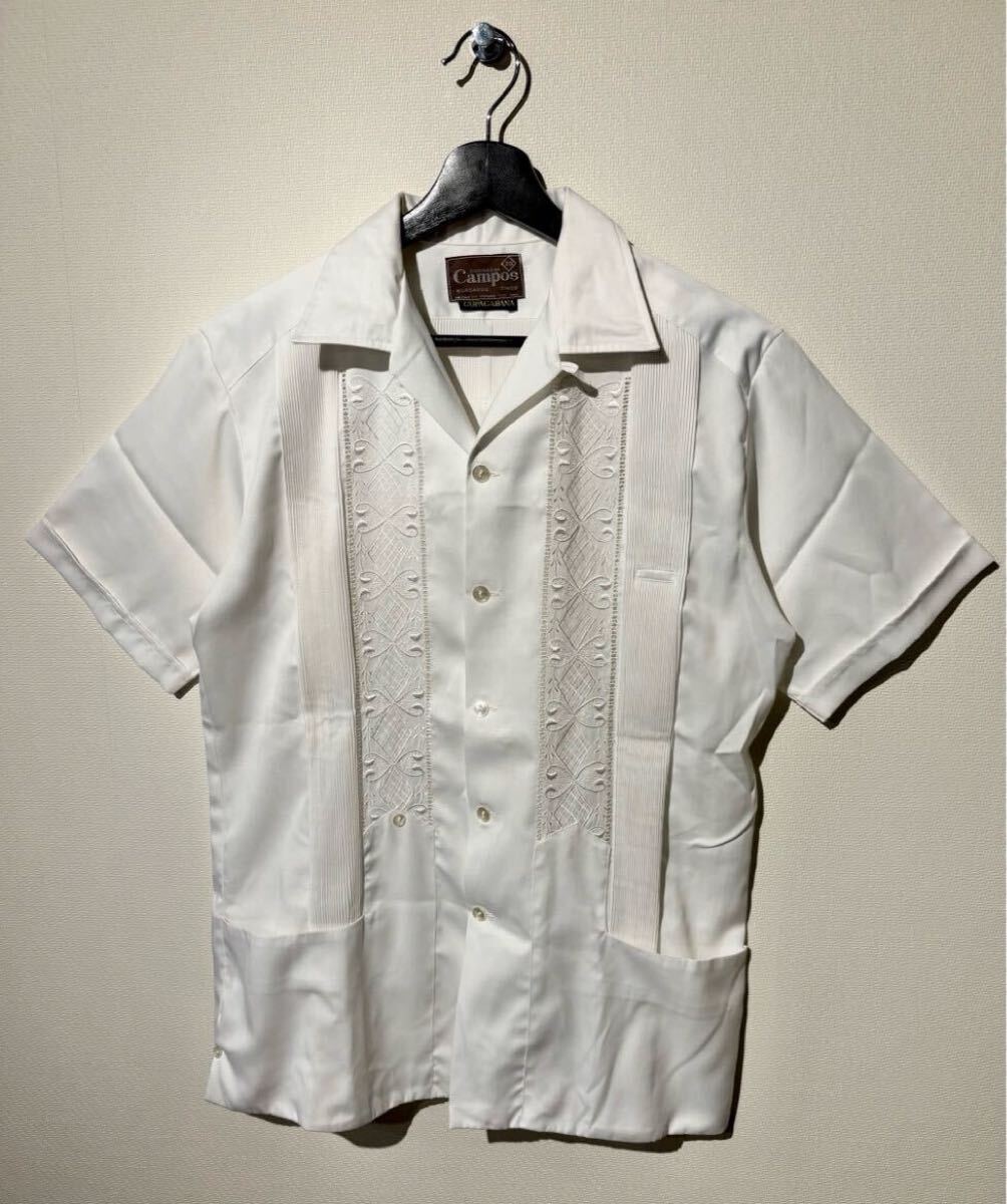 VINTAGE / Campos / CUBA SHIRT / SIZE:36 / WHITE / キューバシャツ メキシカンシャツ GUAYABERA / 80s - 90s / オープンカラー 半袖拍卖