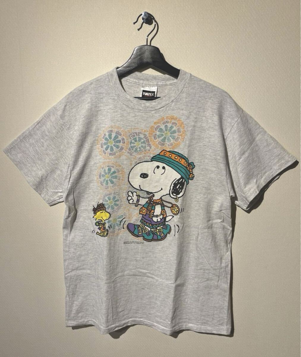 VINTAGE / SNOOPY(Peanuts)/ Tシャツ / TULTEXボディ / SIZE:L / GRAY / 90s シングルステッチ / スヌーピー ピーナッツ / タルテックス拍卖