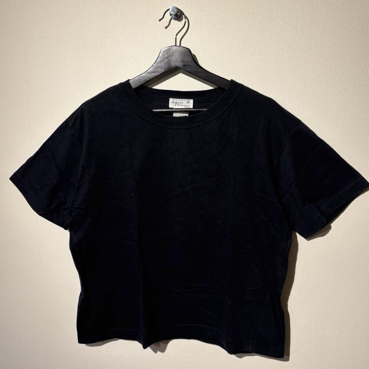 VINTAGE / agnes b. homme / ショート丈 TシャツSIZE:2(M相当) / BLACK / 90s / アニエスベーオム / 短丈 PLAIN TEE / OLD オールド VTG拍卖