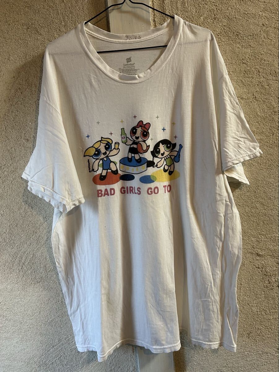 訳あり・Tシャツ 半袖Tシャツ 白 古着 キャラクター BAD GIRLS GO TO 2XL Hanes拍卖