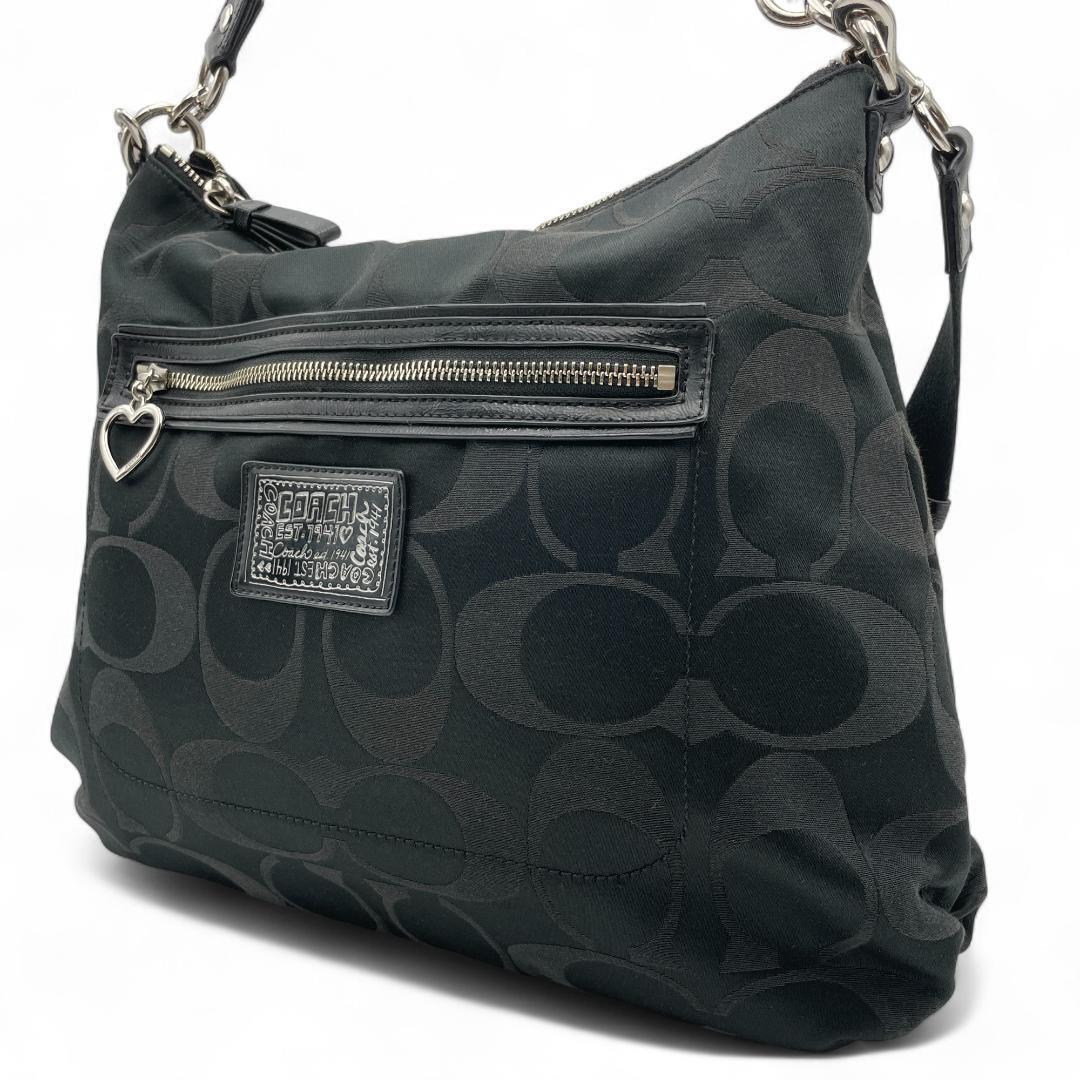 美品 COACH ハンドバッグ キャンバス ブラック シグネチャー F20064拍卖