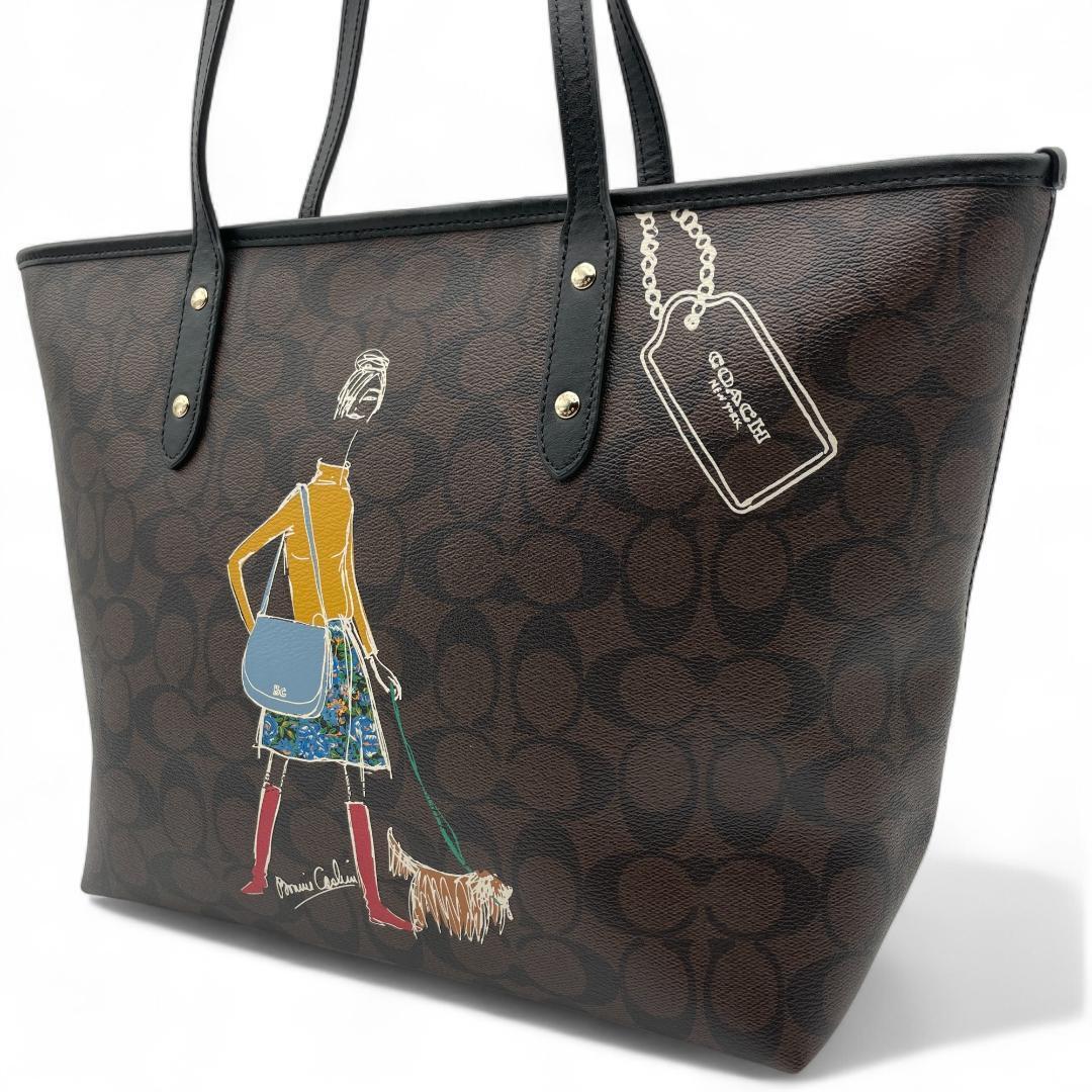 美品 COACH トートバッグ PVCレザー ブラウン 肩掛け F57542拍卖