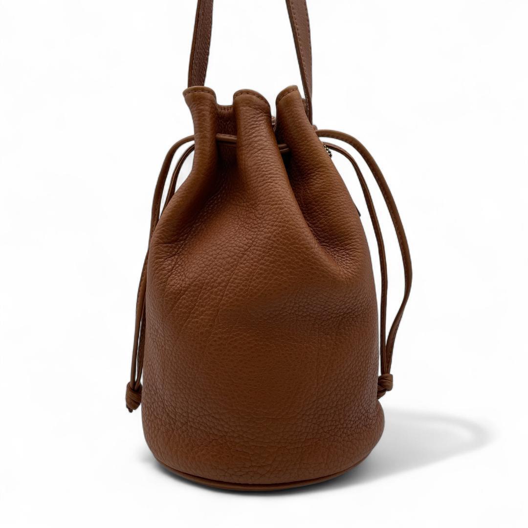 良品 COACH ショルダーバッグ オールレザー ブラウン オールドコーチ 巾着拍卖