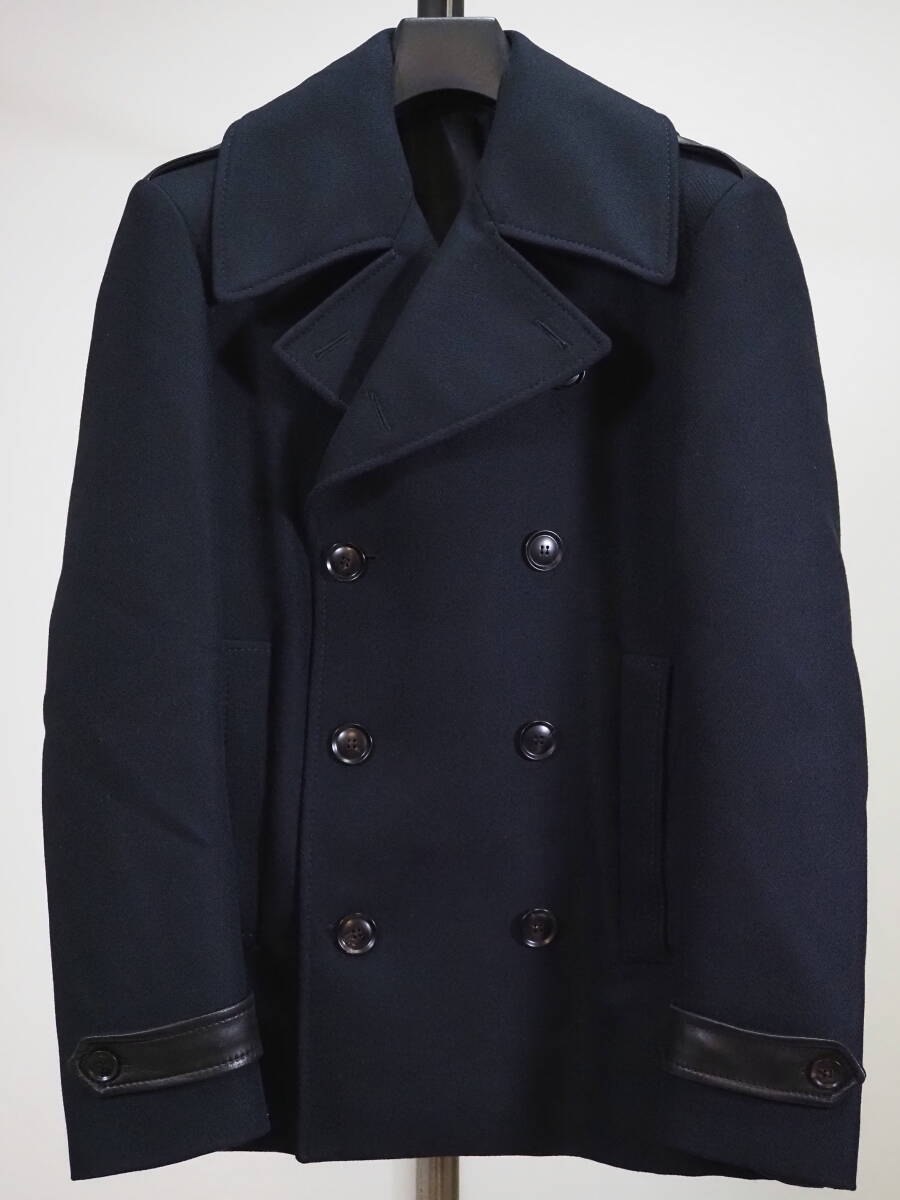 美品 TRUSSARDI1911 トラサルディ1911 メンズ 12AWレザー切り替えピーコート44紺 Italy製 ウミットベナン拍卖