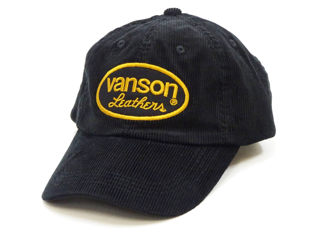 バンソン コーデュロイキャップ VANSON 6方パネル 帽子 オーバルロゴ ベースボールキャップ NVCP-2512 ブラック×ブラック 新品拍卖