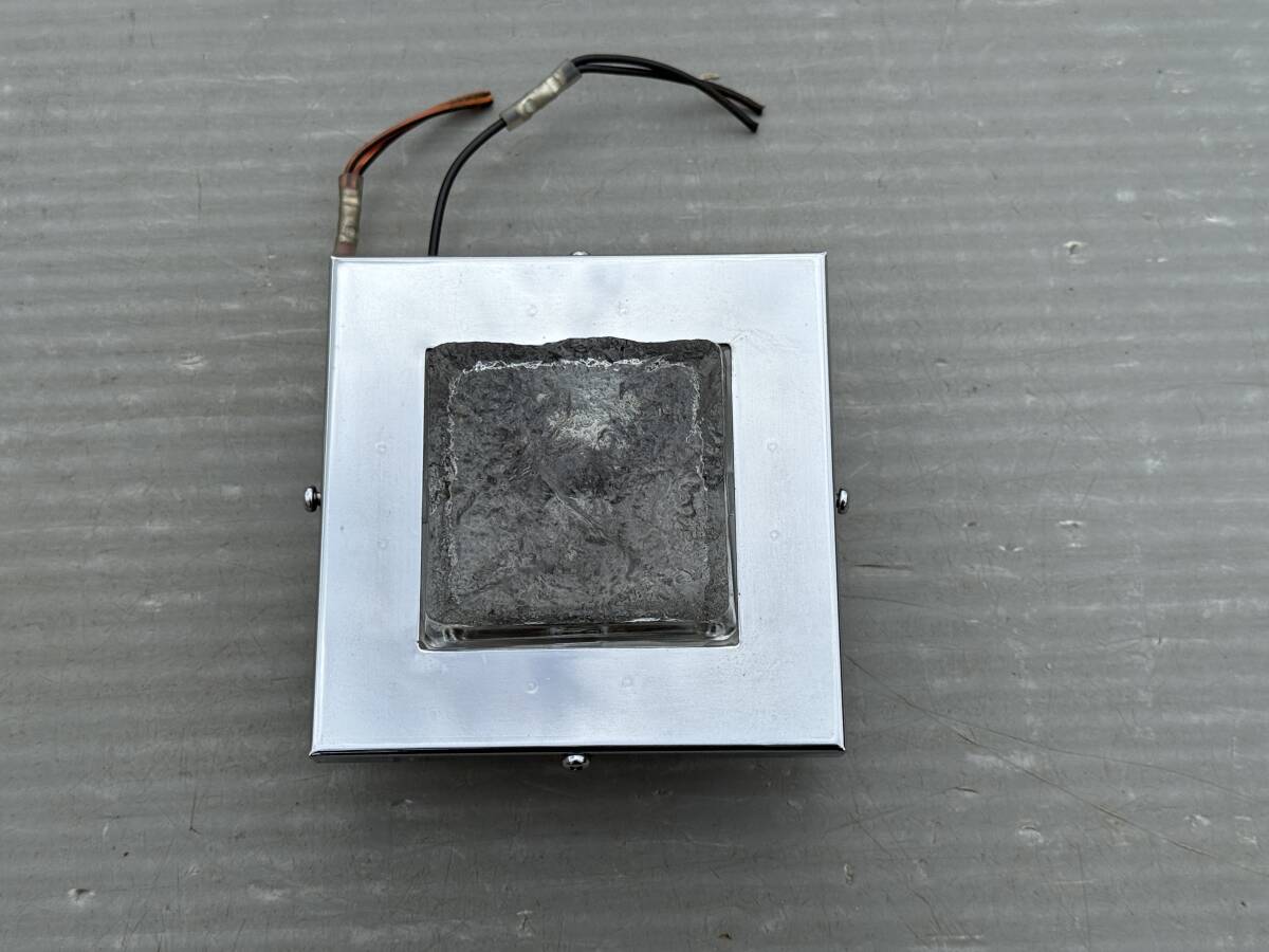 角型シャンデリア★石目ガラス★ダウンライト★メッキ★観光バス★1点★点灯確認済★125×125★即決★石D拍卖