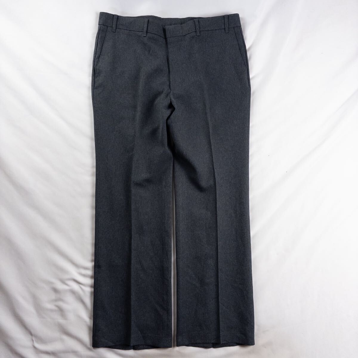 US Vintage 80-90s LEVI'S リーバイス ポリエステル ノータック カスリ ゴマ塩 グレー ワーク ワイド アクションスラックス トラウザーズ拍卖