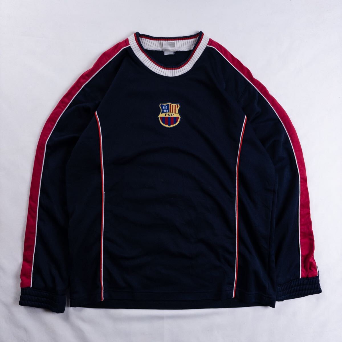 Euro Vintage PVP ラグラン ジャージー ストレッチ ロゴ 刺繍 ワッペン スポーツ フットボール サッカー ゲームシャツ バルセロナ風 ロンT拍卖