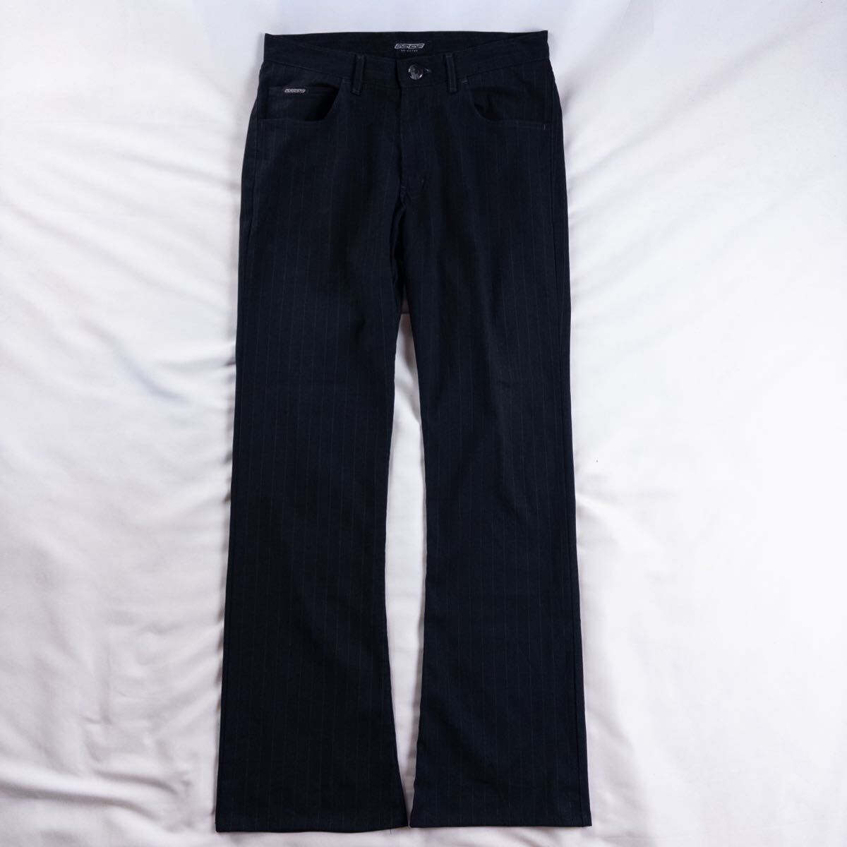 Euro Vintage 00s GSG9 ポリエステル ツイル ノータック チョークストライプ フレア ブーツカット チノ デザインスラックス トラウザーズ拍卖