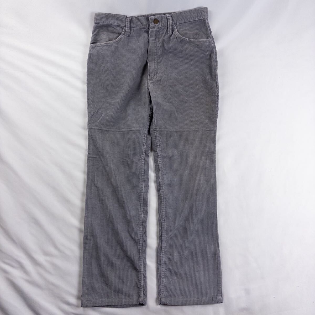 US Vintage 80s RUSTLER コットン 細畝 フェード ワーク グレー TALON タロン レトロ フレア ブーツカット ワイド コーデュロイパンツ拍卖