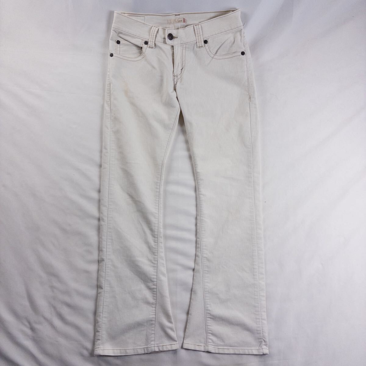 US Vintage 00s LEVI'S リーバイス 504 SLOUCH FLARE 起毛 立体 細畝 オフホワイト フレア ブーツカット ベルボトム コーデュロイパンツ拍卖
