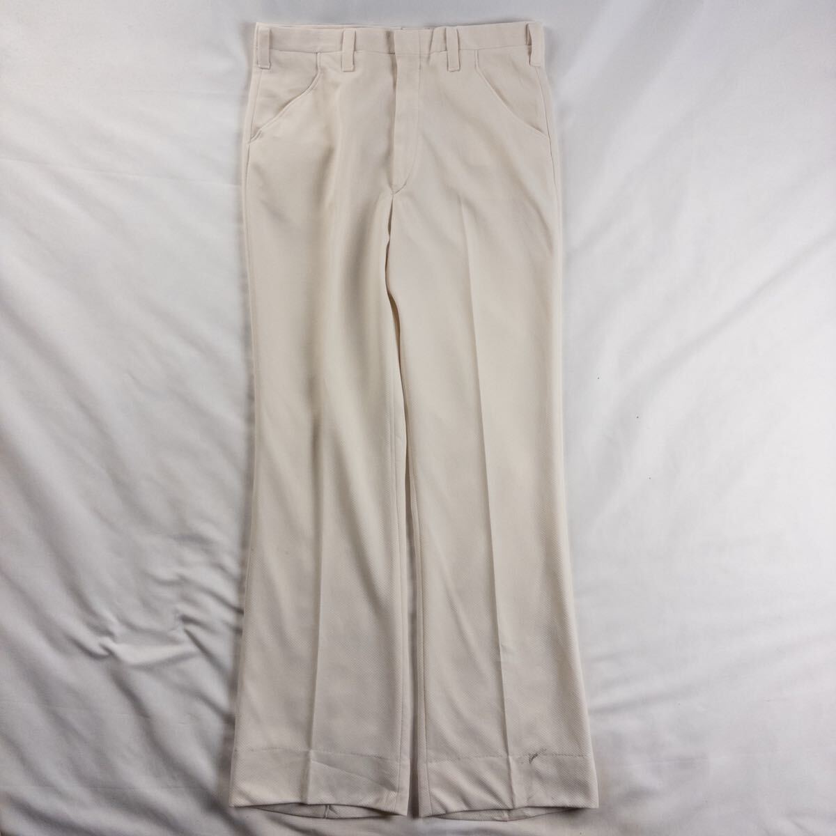 US Vintage 70-80s Day's ポリ 異素材 立体 ノータック ロケットタロン TALON レトロ フレア ワイド ドレス スラックス トラウザーズ拍卖