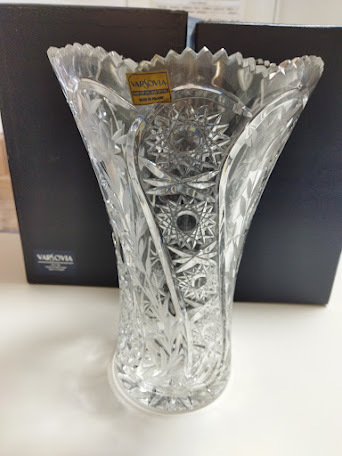 VARSOVIA 花瓶 カットガラス クリスタルガラス 未使用 箱付き バルソビア HANDCUT LEAD CRYSTAL Made in Poland コレクション ヴィンテージ拍卖