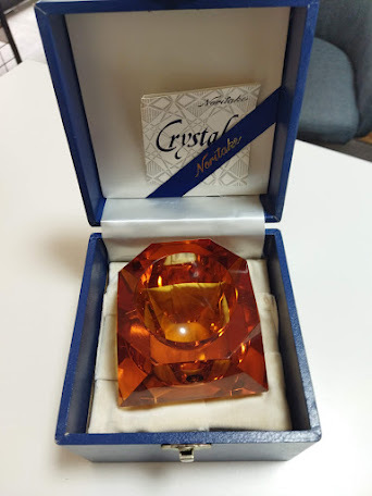 ノリタケ クリスタル フラワーベース 多角形 小物入れ インテリア ケース付き Noritake Crystal 経年保管品 ヴィンテージ 昭和レトロ拍卖