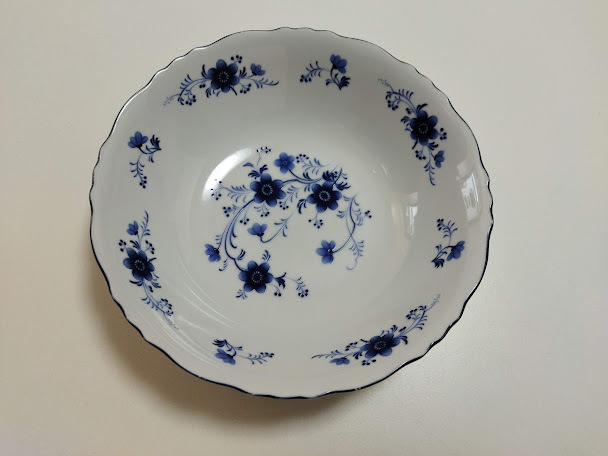 refine HOYA CHINA 盛皿 花柄 藍色 約23cm 大皿 盛鉢 プレート ヴィンテージ コレクション拍卖