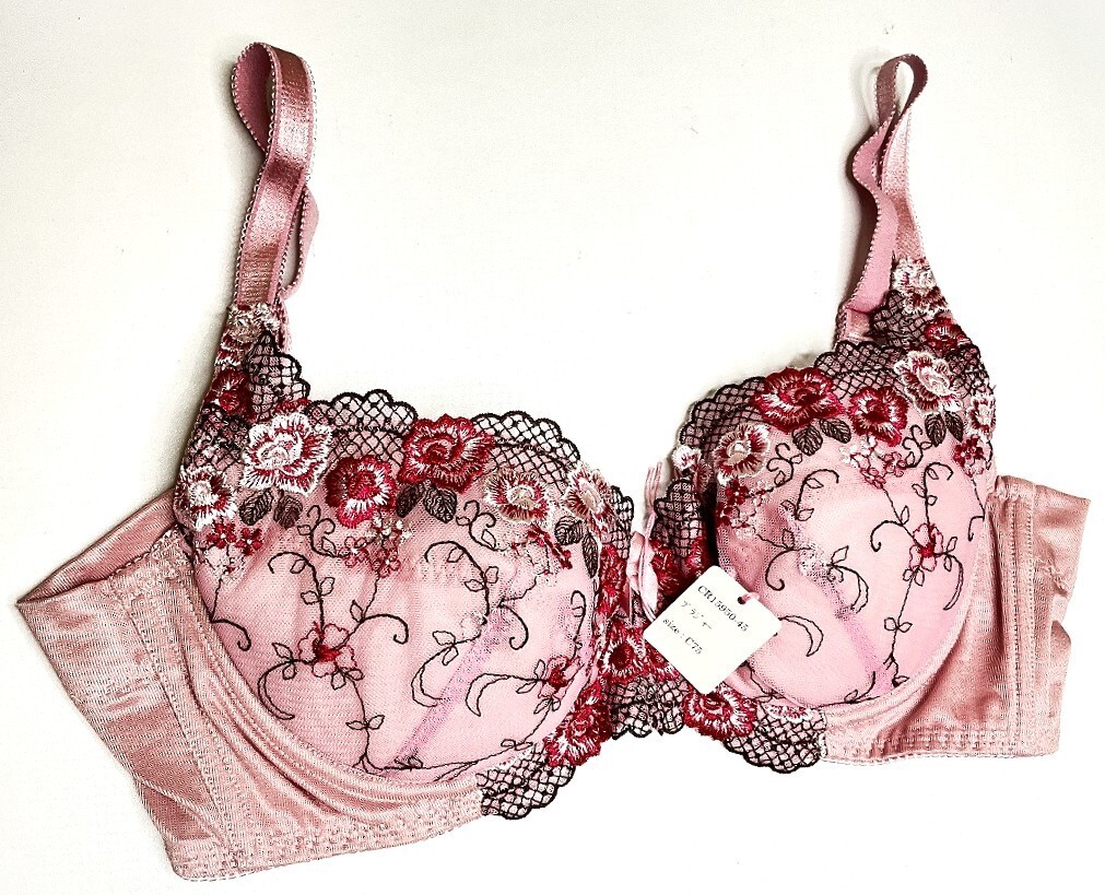 CR15950-45 IB⑦【特価】新品 ブラジャー C75 1枚 ピンク レース 花柄 3/4カップ ストレッチ おしゃれ 華やか レディース拍卖