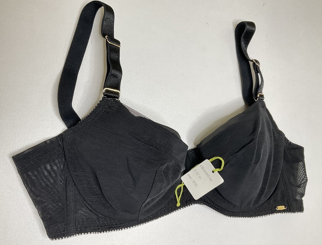 CR16387-54 IB⑦【特価】新品 大きい ブラジャー D70 ブラック 花柄 レース チャーム ストレッチ おしゃれ 華やか レディース拍卖