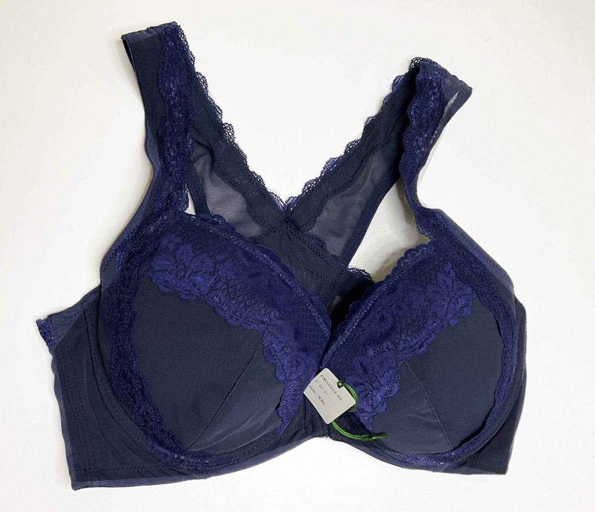 CR15314-43 IB⑦【特価】新品 大きい ブラジャー E80 ネイビー レース 花柄 刺しゅう フロントホック ストレッチ レディース拍卖
