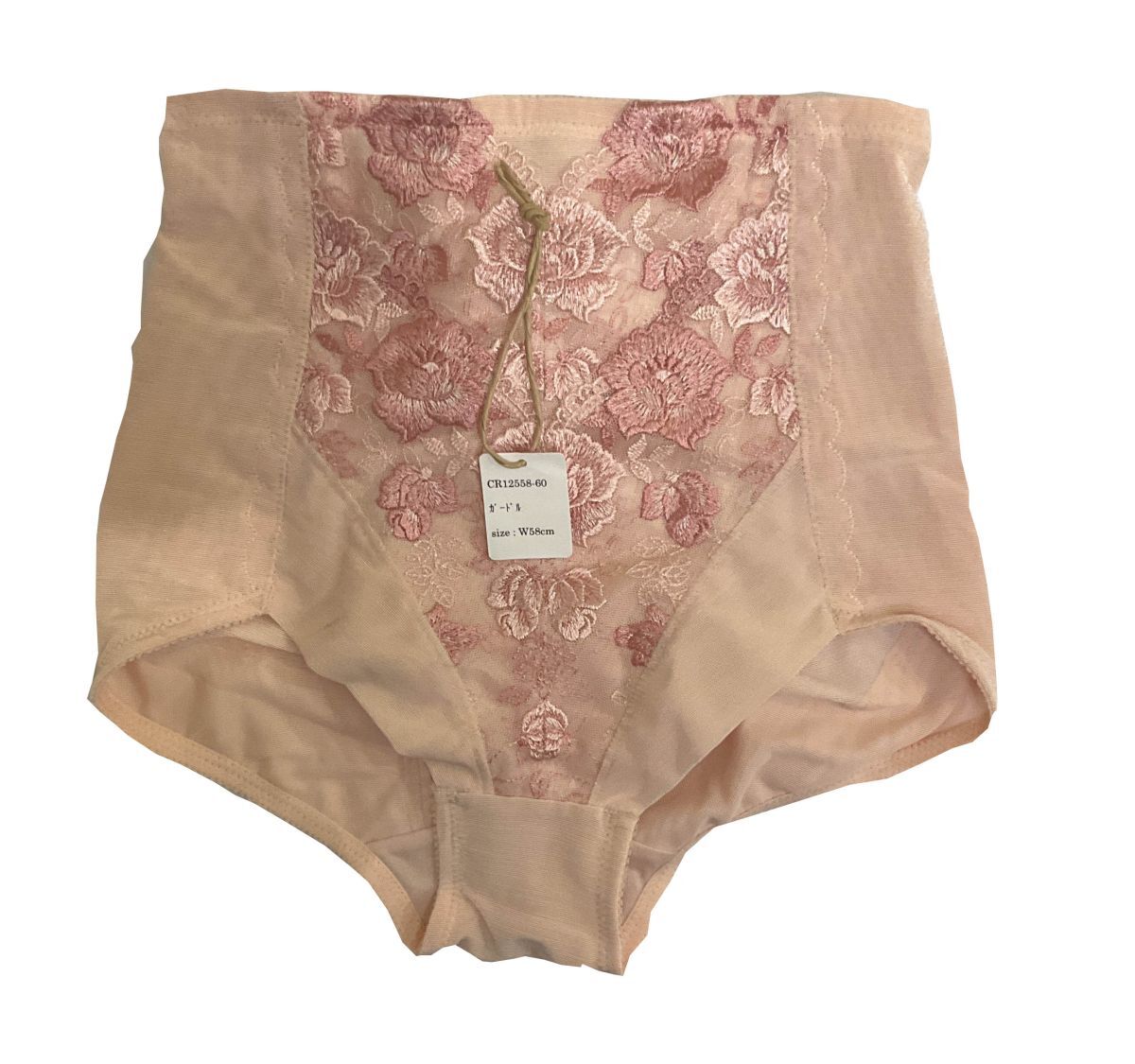 <再値下げ>CR12558-60 ZK⑥【特価】新品 小さい ガードル 58 ピーチピンク ストレッチ 補正 おしゃれ 花柄レース レディース拍卖