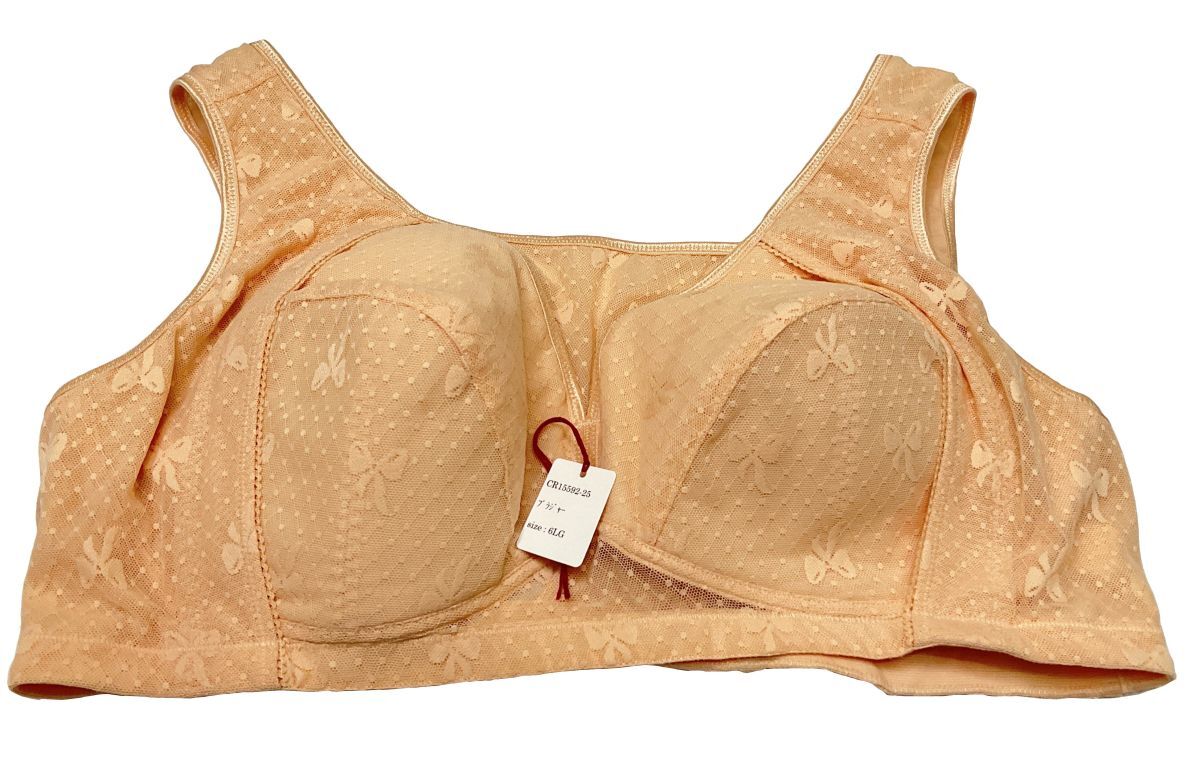 <再値下げ>CR15592-25 IB⑦【特価】新品 大きい ブラジャー 6L.G 1枚 花柄 ノンワイヤー 刺しゅう ストレッチ レディース拍卖