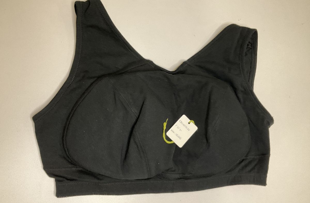 CR14570-54 IB⑥【特価】新品 大きい ナイトブラジャー 3LGG 黒 ノンワイヤー フルカップ 綿混 横流れ防止 シンプル レディース拍卖